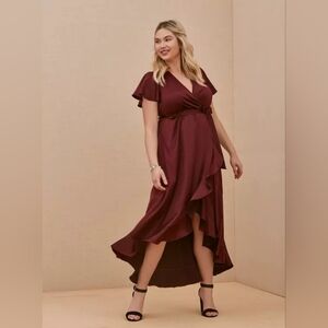 Elegant Burgundy Wrap Dress